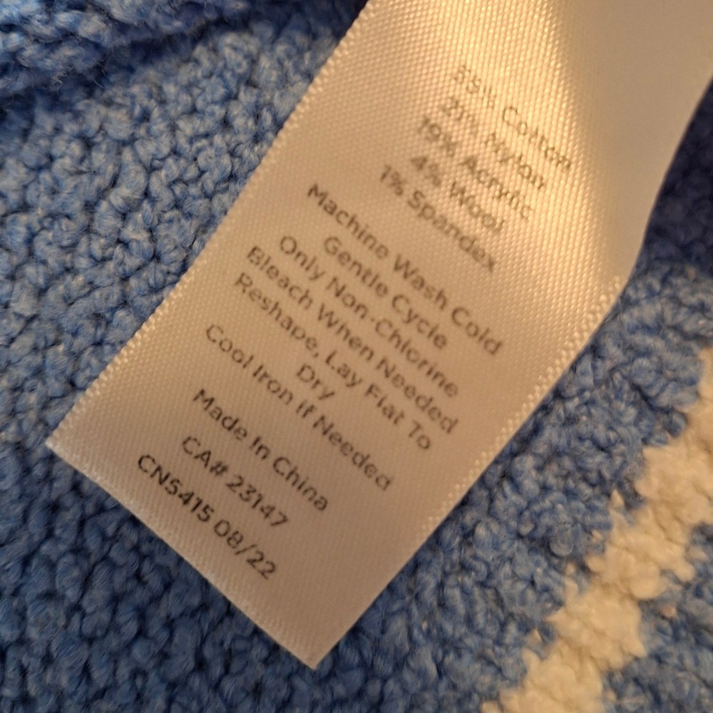 Talbots 1X Sweater Blue Turtleneck Striped Trim Cotton Pullover Long Sleeve - Picture 4 of 6